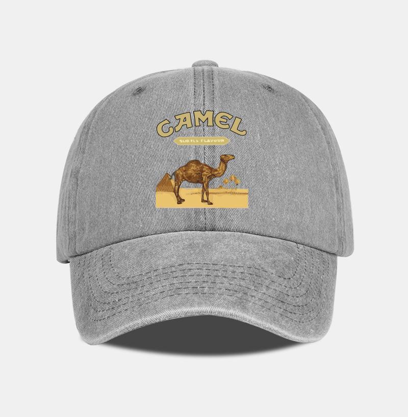 

1-Piece Camel Print Baseball Cap Classic Minimalist Retro Style Breathable Soft Fabric Perfect for Work and Daily Wear Adjustabl сірий