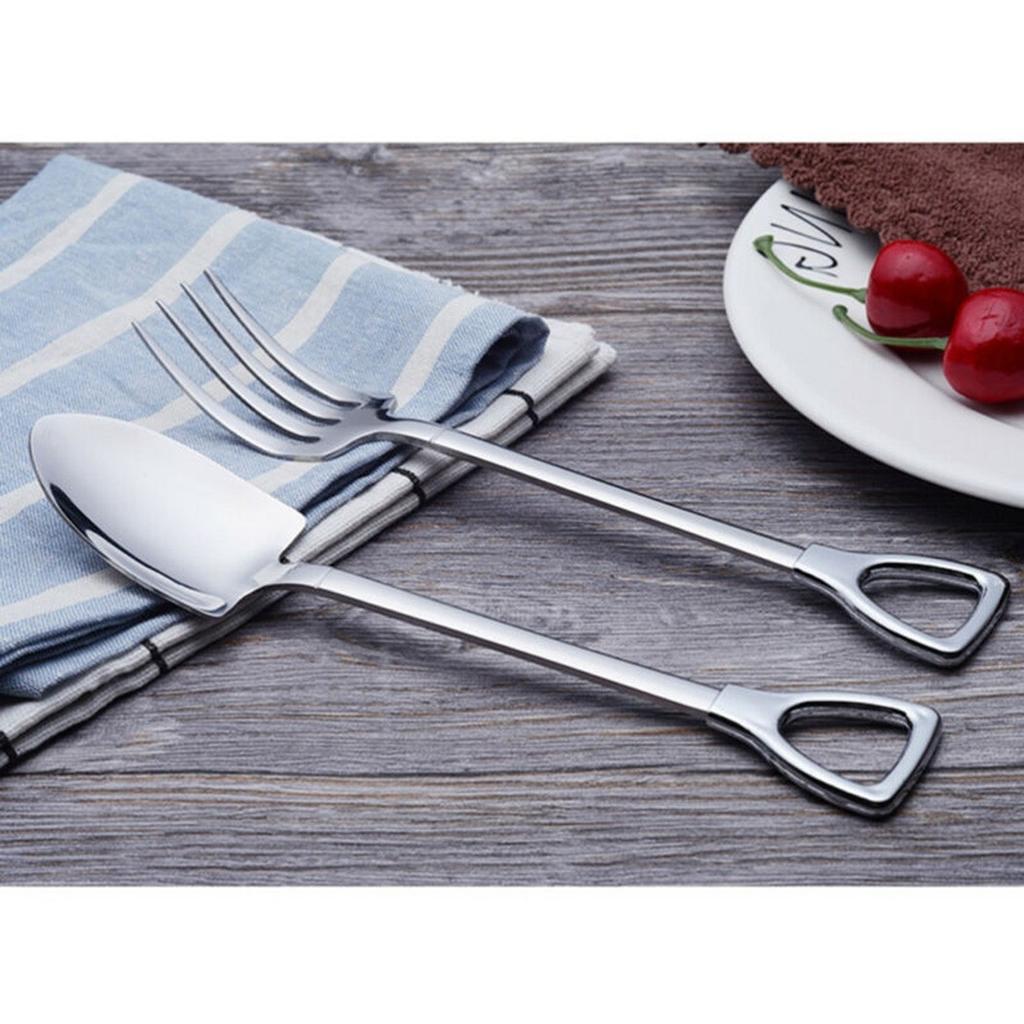 Stainless Steel Fork Spoon Set Long Handle Kitchen Cutlery Set For Dinner Travel