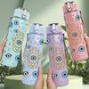 1 Stück Nazar Amulett Boho Nahtloser Druck 750ml Farbe Kunststoff Sport Wasserflasche Auslaufsicher Klappdeckel mit Strohhalm Geeignet für Sport Büro Zuhause