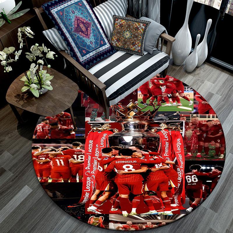 Liverpool Players Pattern Round rug,Carpet Rug for Living Room Bedroom Playroom ,Non-slip Floor Mat,Holiday Gifts and Birthday Gifts.
