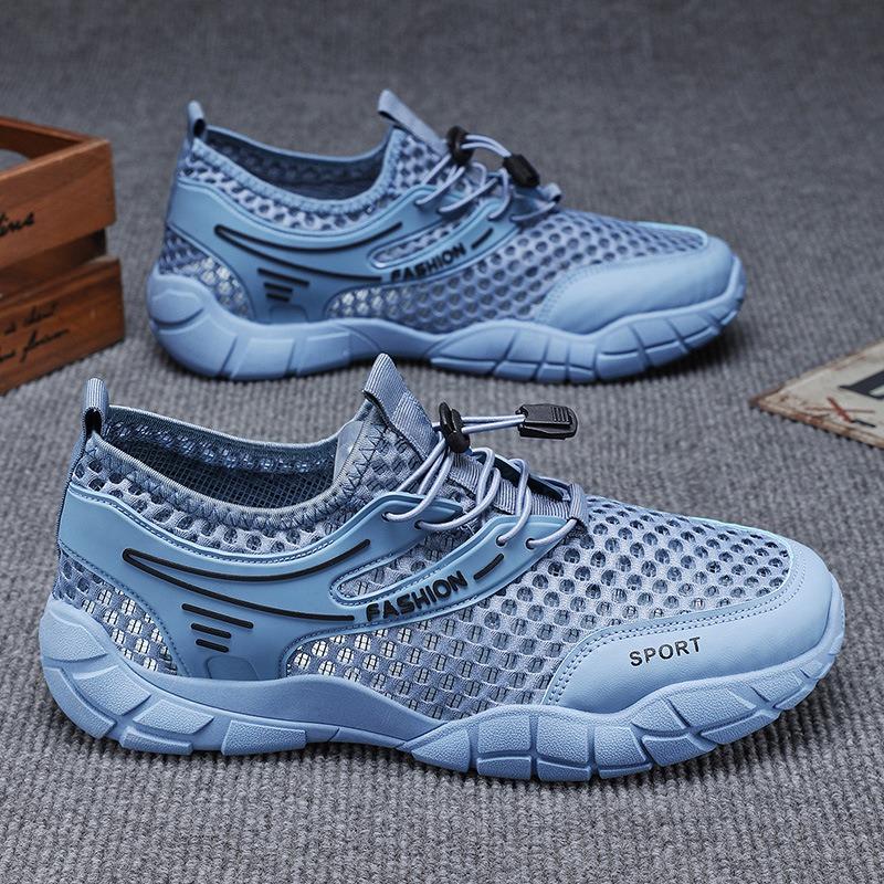 Men's shoes summer new breathable hollow mesh shoes men's trend versatile thick-soled fly-woven sports shoes casual hole shoes