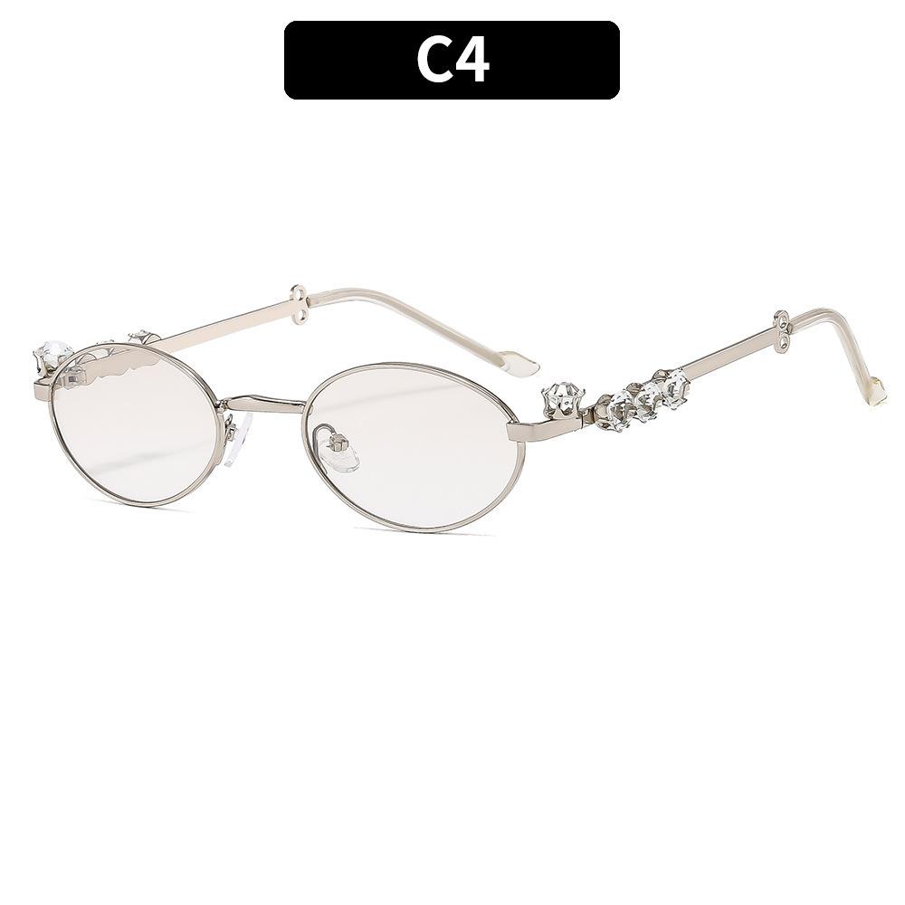 Rennes jennie retro oval frame diamond-encrusted glasses female no-makeup artifact mirror flat mirror frame tide