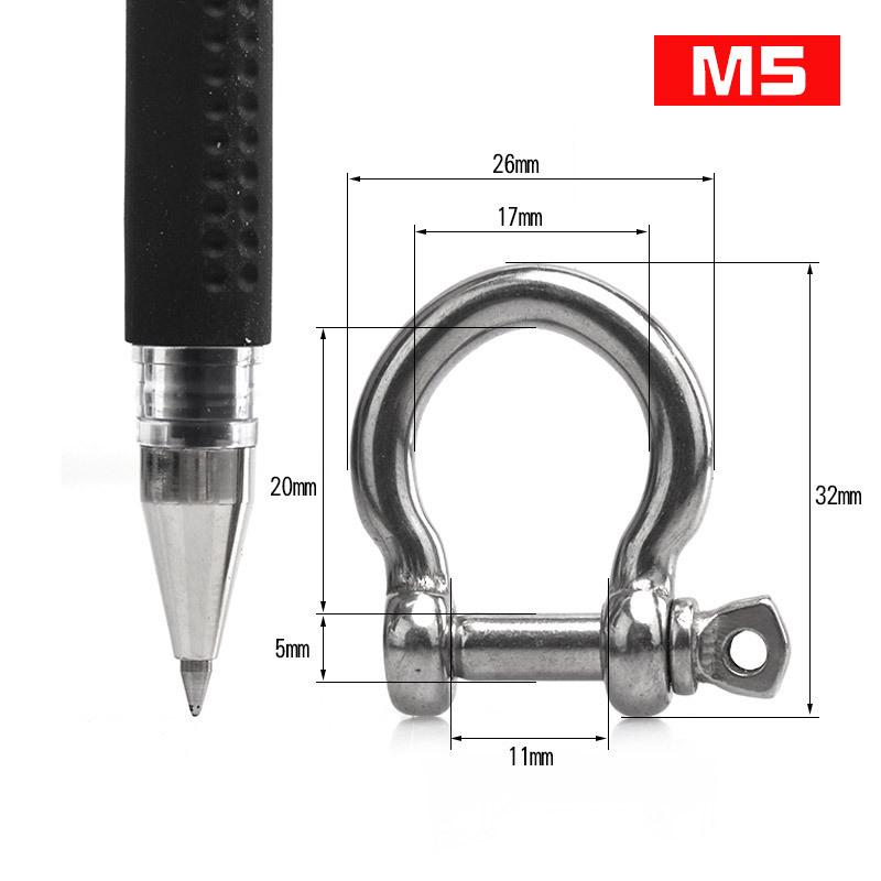 304 Stainless Steel Bow Shackle - Tow Hook, Marine Rope Ring, Chain Lifting Rigging Connector