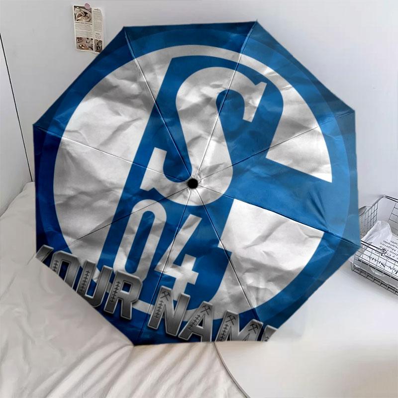 1 PC Automatic Folding Umbrella - FC Schalke 04 Custom Name Pattern, Portable & Foldable Design with 8 Ribs, Christmas Birthday Gifts