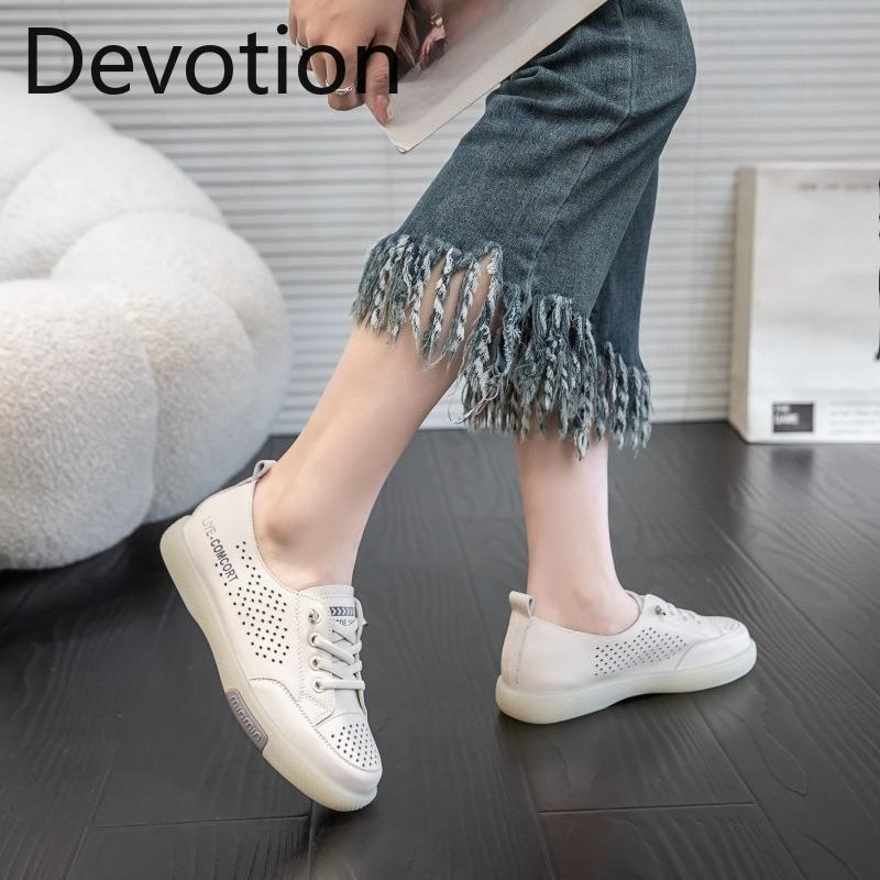 Perforated Breathable Shoes, Women's Soft-soled Single Shoes, Casual Shoes, Flat Board Shoes Devotion