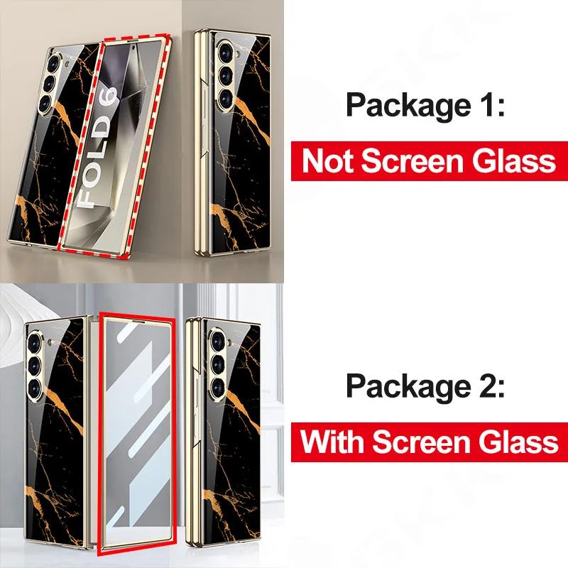 Luxury Plating Painted Glass Case For Samsung Galaxy Z Fold 7 6 5 Higher Lens Protective Plastic Cover For Galaxy Z Fold7 Case