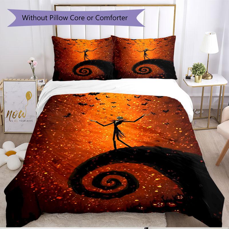 3pcs Duvet Cover Set (1*Duvet Cover + 2*Pillowcase, Without Core), The Nightmare Before Christmas Print Soft All‑Season Bedding Set, Home Bedroom Deco
