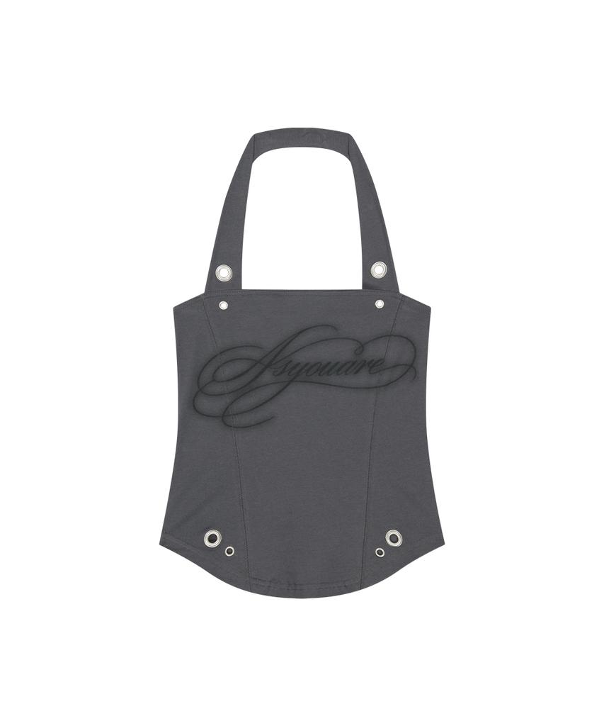Aejeuyua Drawing Halter Sleeveless Charcoal
