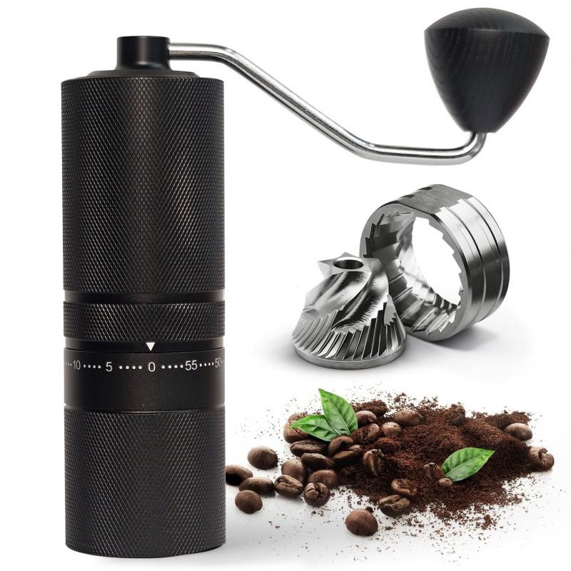 Manual Coffee Grinder With CNC Precision Steel Burr Aluminum Body Portable Hand-Crank Home Use