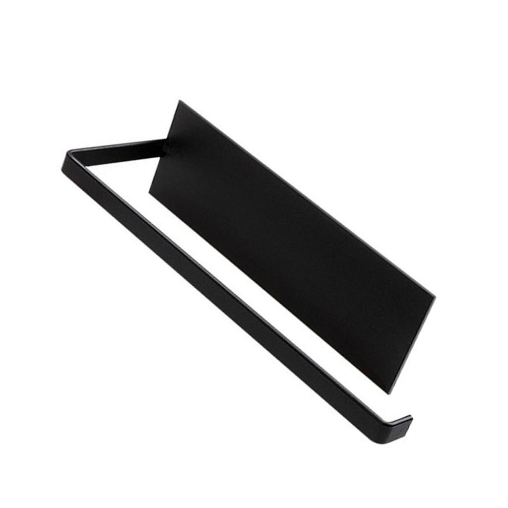 Paper Towel Shelf Magnet Roll Hanger for Kitchen Food Wrap Bathroom Tissue No Drill Installation Black Magnet Absorption