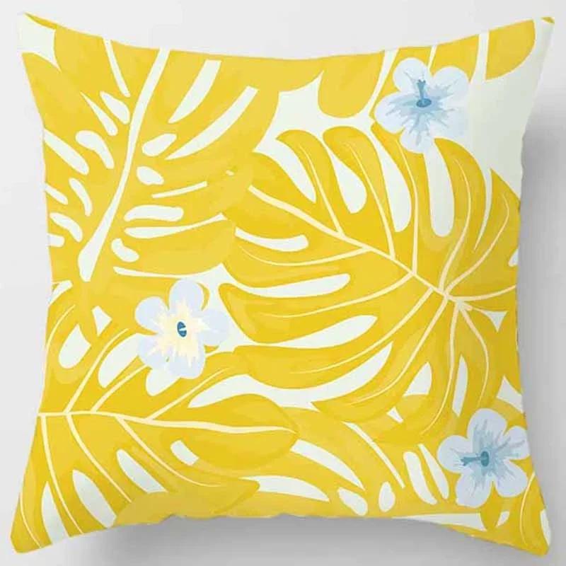 Fashion Yellow Decorative Pillowcase, Living Room Sofa Office Seat Waist Cushion  Cover  Aesthetic Home Decoration
