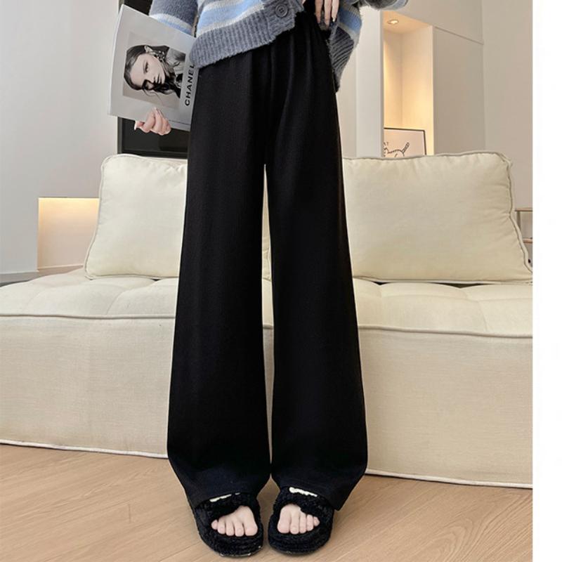 Velvet Wide-leg Pants for Women's Sniffing Autumn and Winter New Loose High Waist Draping Straight Pants Cashmere Narrow Version Casual Pants