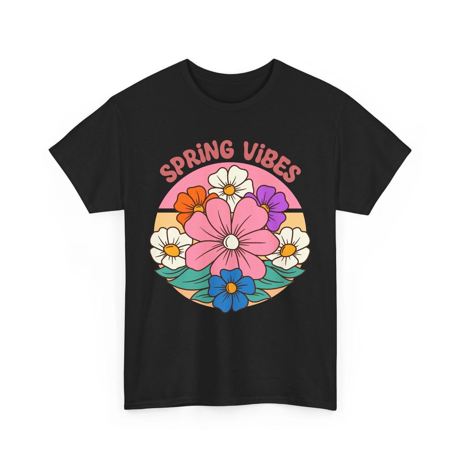 Spring Vibes Shirt | Joyful Spring T-Shirt | Happy Season  Floral Delight Tee S