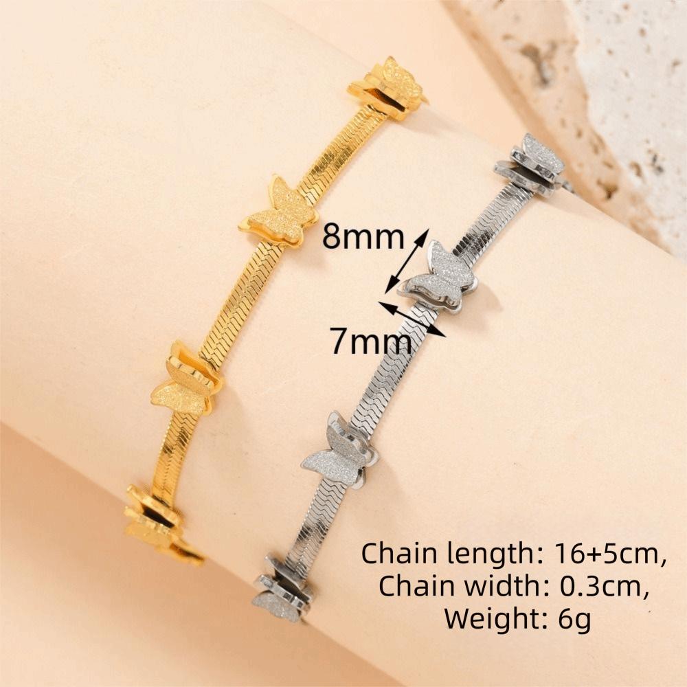 Butterfly Charm Snake Chain Bracelet Stainless Steel Animal Charm Bracelet  Daily Wear