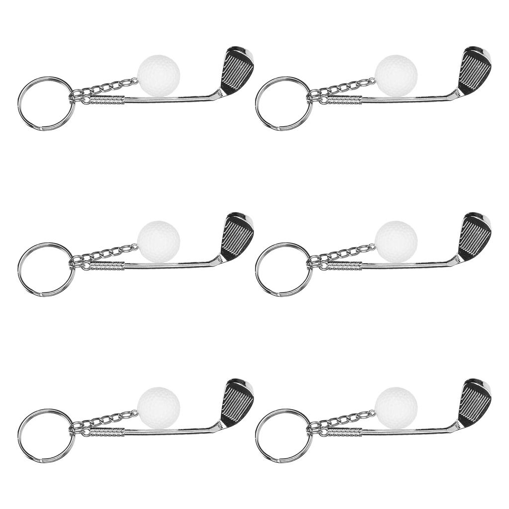 6 stk Golfkølle Ball Nøkkelring Mote Legering Nøkkelring Anheng Dekorasjon for Håndveske