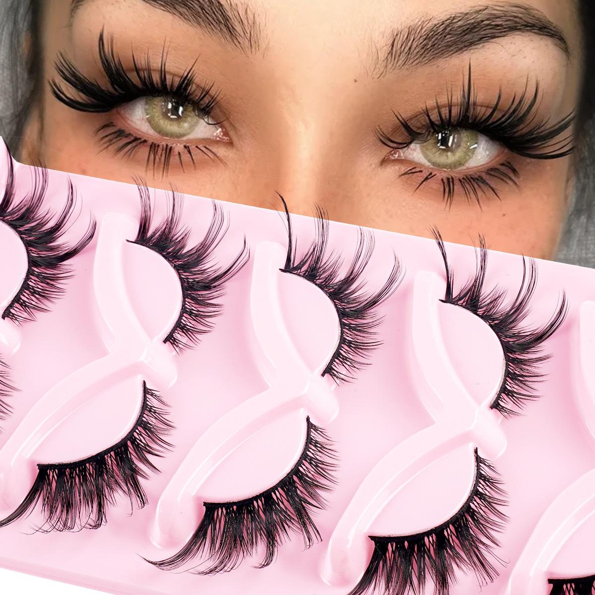 

5 пар драматичных пушистых накладных ресниц - 17 мм 3D многослойные ресницы «кошачий глаз» на густой черной ленте Dense S4（Europe and Ame