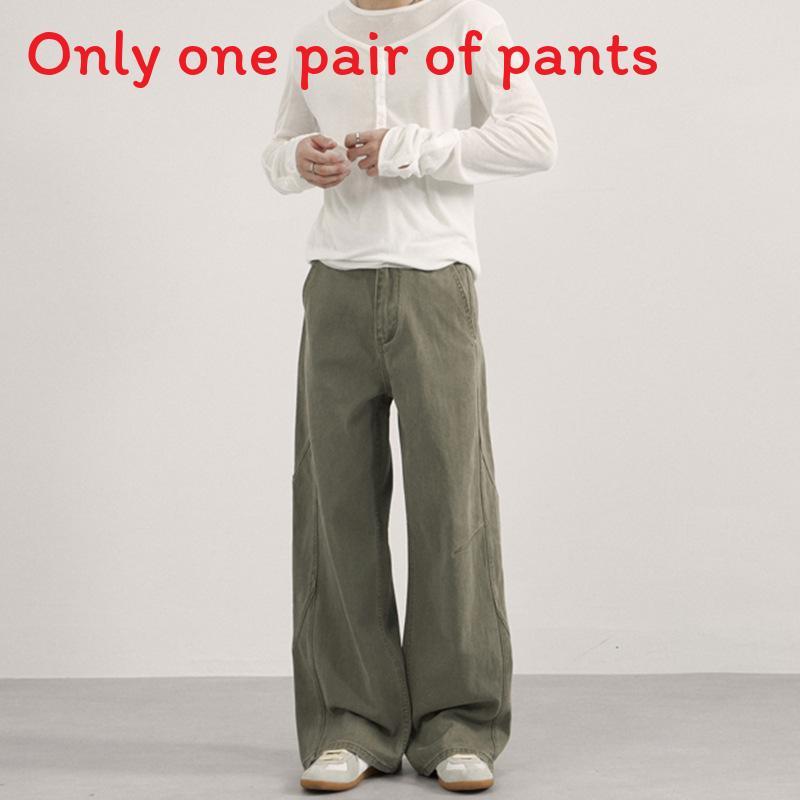 American Vintage Casual Pants With Solid Color For Men And Women