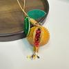3D Sturdy Leather Pomegranate Adornment Fashionable Fruits Cow Leather Pomegranate Pendant With Bag Accessories