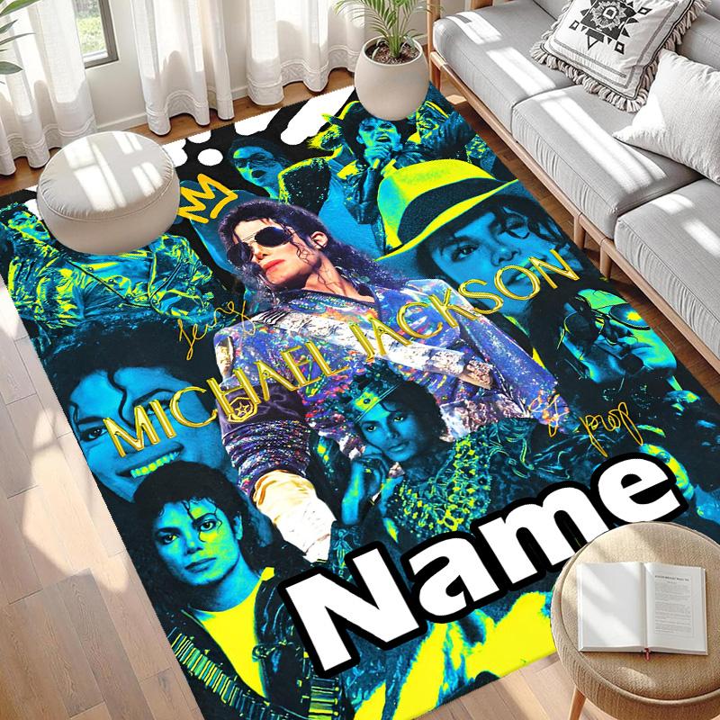 Custom Name Personalized Michael Jackson Print Carpet, Versatile Home Decor Rug, for Playroom, Apartment, Balcony, Entryway, Hallway Gift