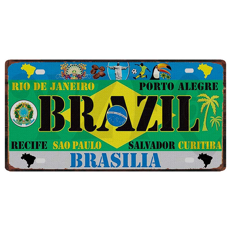 YZFQ Mexico Spain Metal Tin Sign Colombia USA Poster For Wall Restaurant Bar Home Decor 30X15CM Customizable DC-1512A