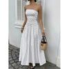 European and American Spring and Autumn Vacation Style Temperament Slimming Polka Dot Tube Top Jumpsuit Cake Skirt Long Dress