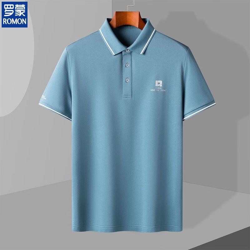 

Men s Romon Pure Color Short-Sleeve Polo Shirt 48
