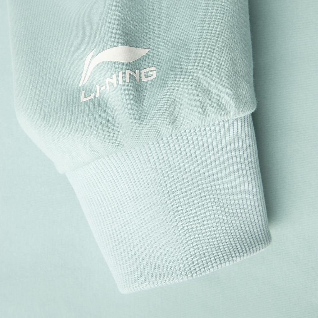 Li Ning Comfortable Casual Simple Letter Print Round Neck Pullover Sweatshirt Women sweatshirt Mesh-Green AWDV806-2