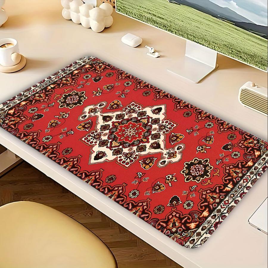 Anti slip Mouse Pad office Pad Desk accessories Keyboard Mouse Pad Game Console Pad Computer Laptop Pad Red Persian Pattern