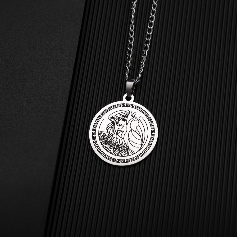 European and American Titanium Steel Hera, Queen of the Ancient Greek Gods, Round Brand Long Necklace