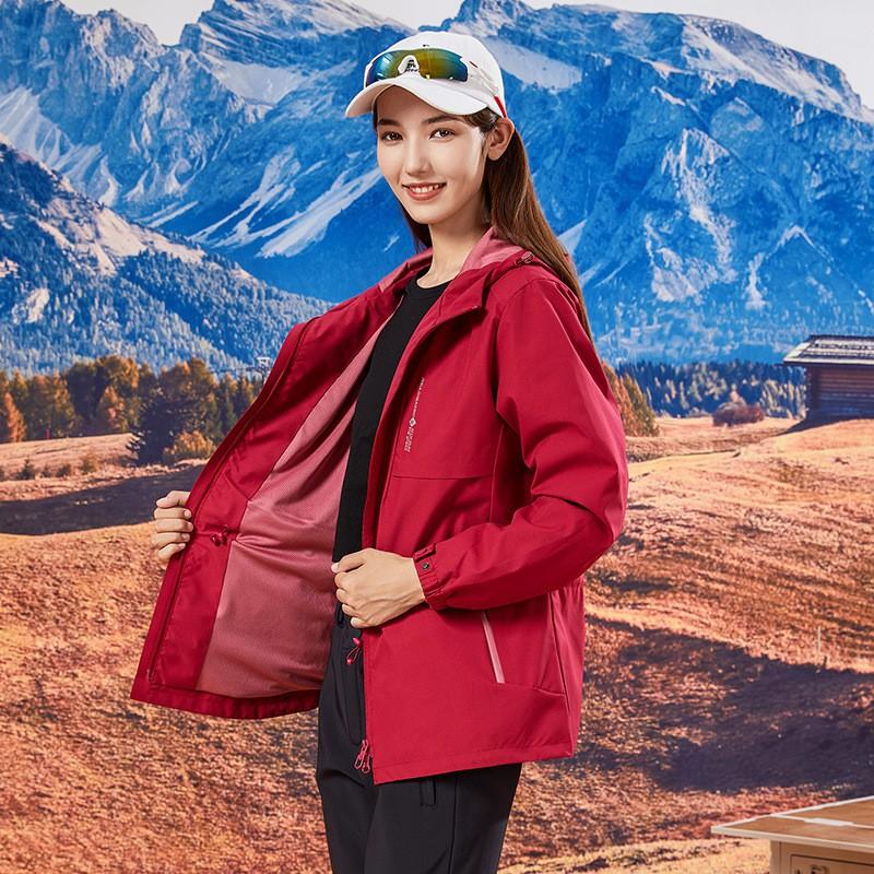 Womens Mid-Length Slim Fit Sports Jacket Outdoor Hiking Group Uniform Solid Color