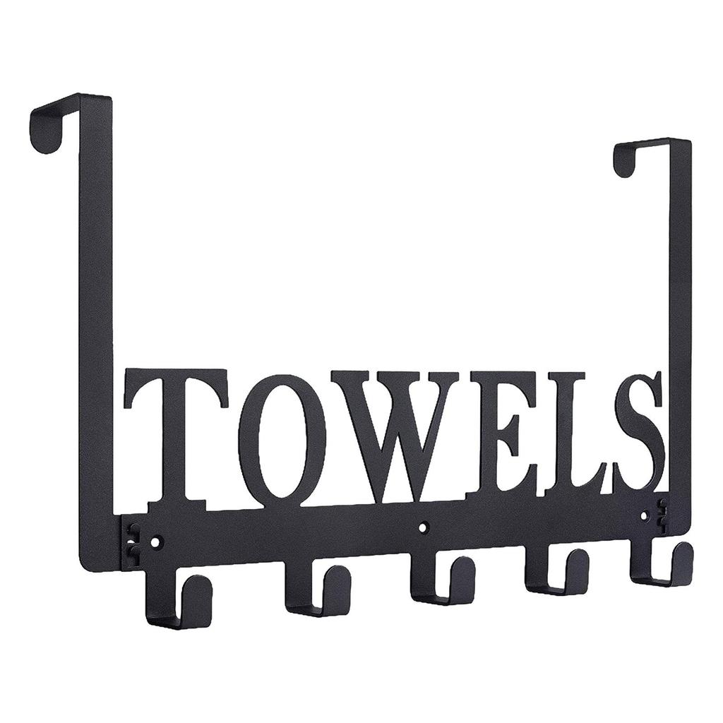 Towel Rack, Holder Bathroom Organizer with 5 Hooks, Door Hooks , Wall Mount, for
