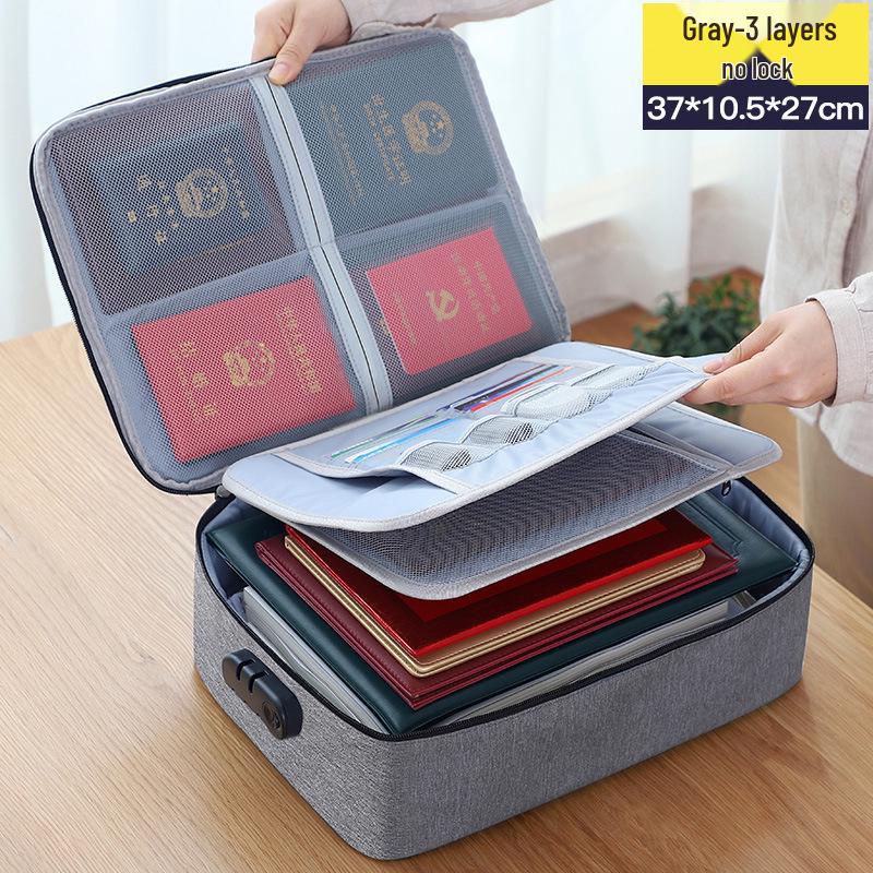 Large Capacity Multifunctional Lockable Document Bag for Family and Passport Storage