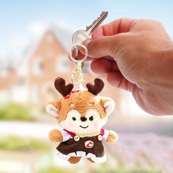 Cute Deer Plush Keychain Soft Stuffed Animal Pendant for Bags & Backpacks Cartoon Bag Key Accessory for Kids Deer Lovers