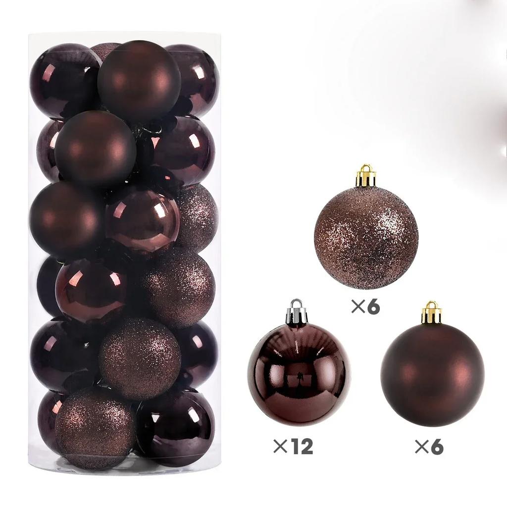 Hot 24Pcs 3/4/6CM Christmas Balls Big Ball Christmas Tree Pendant Ornaments for Party Decor New Year Navidad Gifts Accessory
