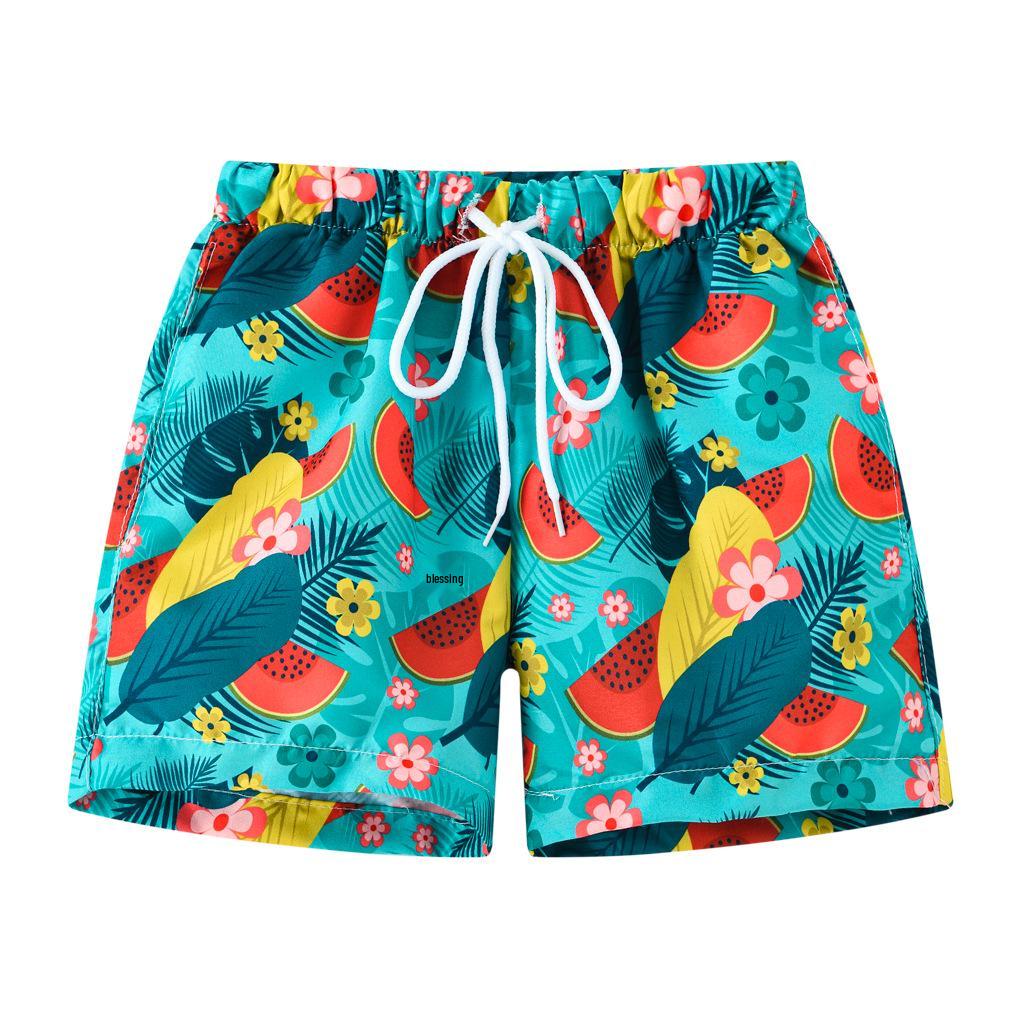 Sommer Kinder Cartoon-Print Badeshorts - Elastischer Bund Strand- & Sportbadehosen