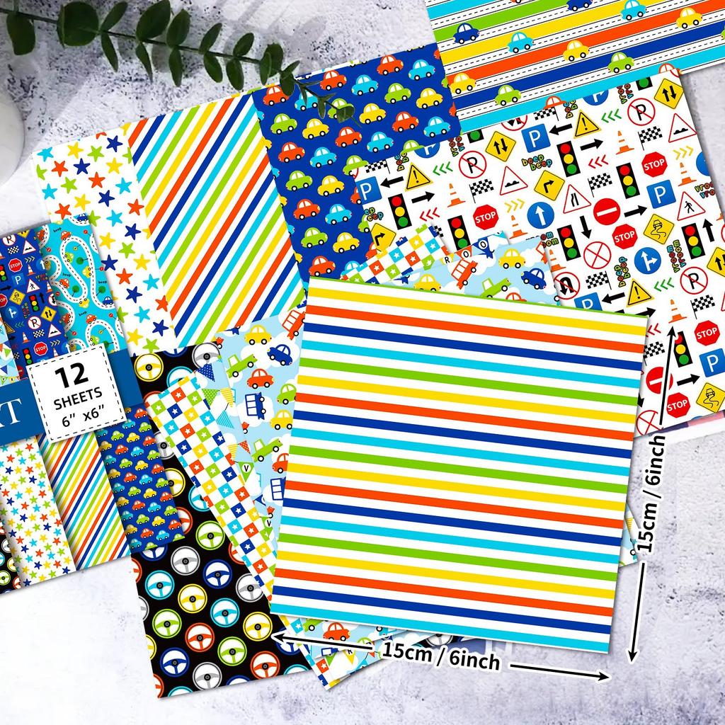 12 Sheets/Pack Blue Stripes Cute Wind Material Paper Diy Hand Account Background Paper Factory