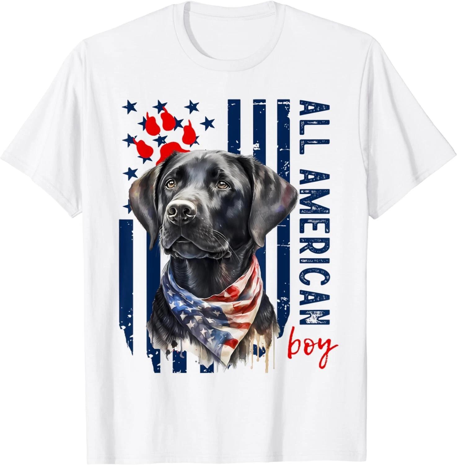

Patriotic USA Flag Black Labrador Dog All American Boy Lab Owner Gift Tee XL