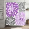 Luxury Floral Shower Curtain Set, Purple Gray, Waterproof Fabric with Hook Rings for Bathtub Decoration Home Bathroom Accessorie