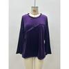 Women's European & American Style Velvet Patchwork Tassel Crew Neck Long Sleeve Top
