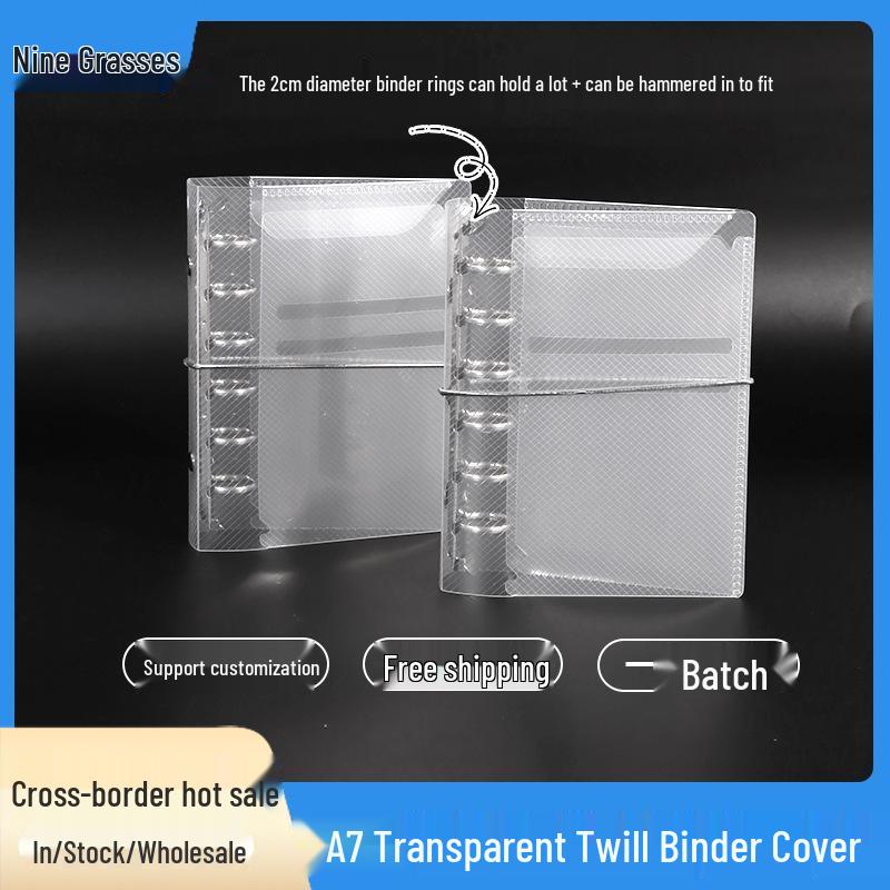 A7 Twill PP Loose-leaf Notebook Cover - Mini Planner with Sticker, Card & Photo Storage, Transparent