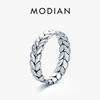 MODIAN 925 Silver Simple Stackable Wheat Finger Rings For Women Lucky Leaves Original Fine Jewelry Fashion Party Ring