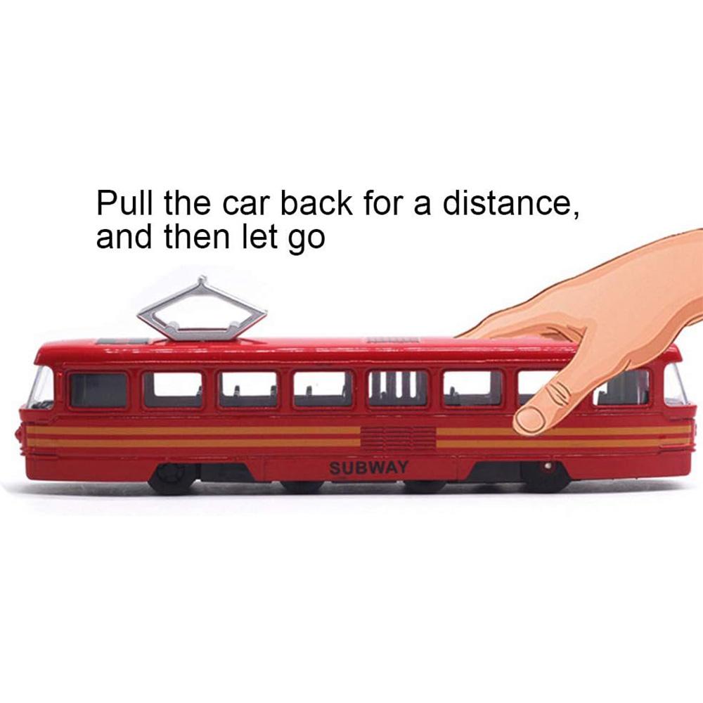 1/90 City Bus Train Tram Diecast Pull Back Model W/LED Music Developmental Car Toy