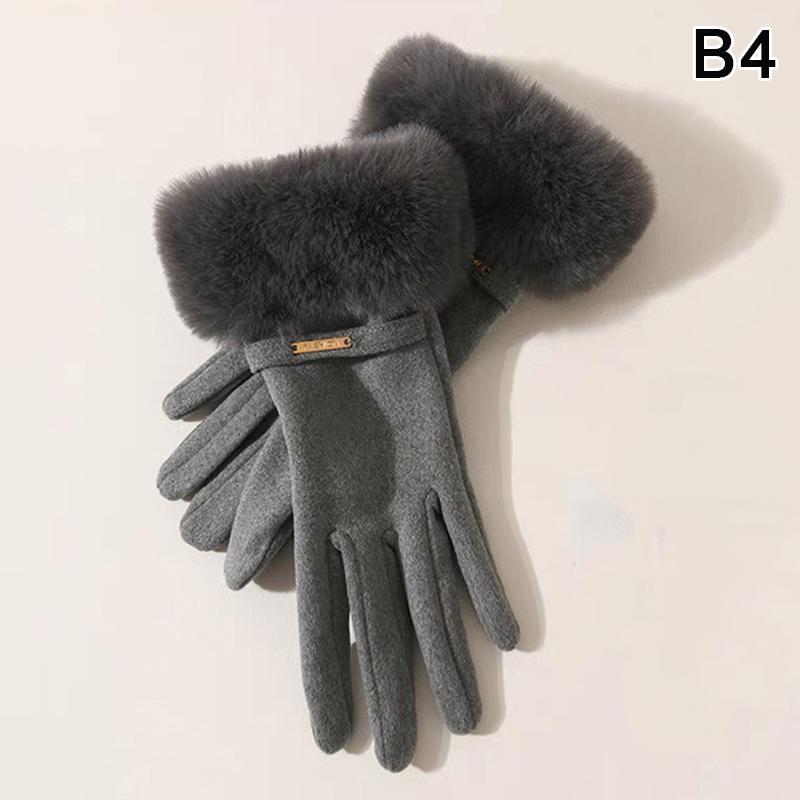 1Pair Autumn Winter Woman Warmth Gloves Plush Touchscreen Compatible Gloves Windproof Warm Cycling Mountaineering Gloves