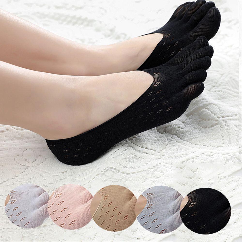 

Shallow Silicone Women Invisible Ankle Socks Low Cut Anti skid Liner Five Finger Sock тілесний