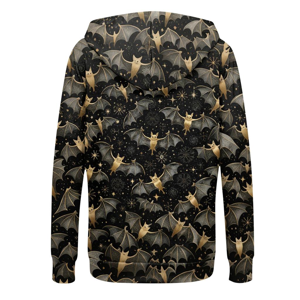 Γυναικείο Μόδα Casual Αποκριάτικο Μπλουζάκι Φούτερ με Πρίνα, Μακρυμάνικο με Τσέπη, Ζακέτα Καρντιγκάν, Φούτερ με Φερμουάρ