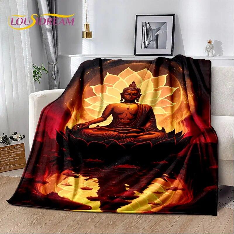HD Buddha Buddhismus Víra Meditující Náboženství Sakyamuni Bodhisattva Modlitební deka Měkká deka pro domácí postele Pohovka Kid