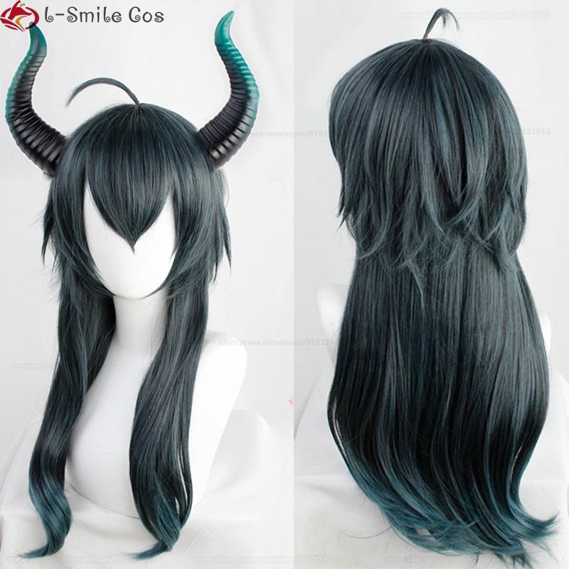 Anime MALLEUS DRACQMA Cosplay Wig 55cm Long Hair With Horn Heat Resistant Synthetic Party Wigs + Wig Cap