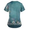 Plus SizePrinted Scrub Working Uniform Tops For Women's Cross V-Neck Print Short Sleeve Fun T-Shirts Workwear Tee With Pockets