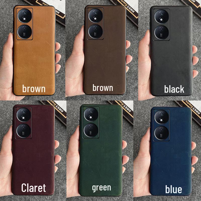 

Чехол-книжка из натуральной кожи Honor Play 50 - Кожа Crazy Horse, Защитный чехол для Play 50 Plus Play 50 Plus коричневый