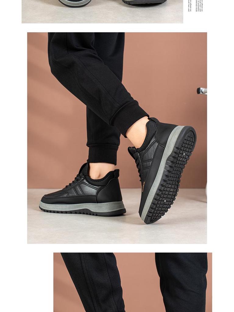 Men's Waterproof Non-Slip Winter Boots: Warm, Velvet, Thick Leather Snow Shoes for Seniors.